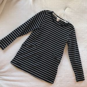 Merona striped shirt with zipper pocket detail